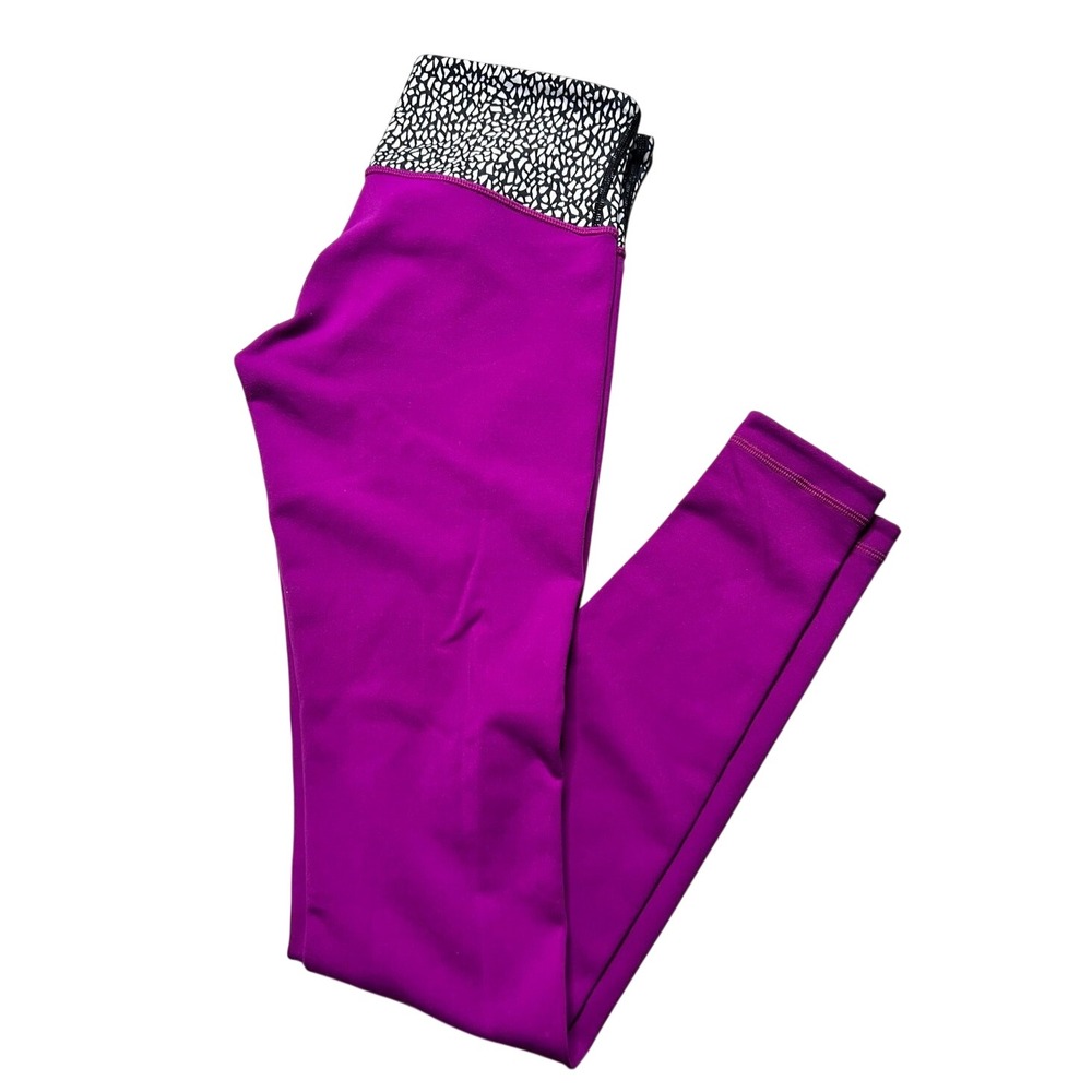 Lululemon Wunder Under Leggings Women 6 Purple Reversible Black Yoga